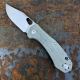 GiantMouse ACE Atelier Green Canvas Micarta Satin Elmax Folding Knife